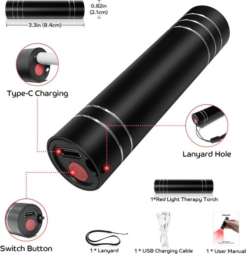 Red Light Therapy Lamp, 660nm Red Light & 850nm Infrared Lamp Therapy Torch with Timer - Image 7
