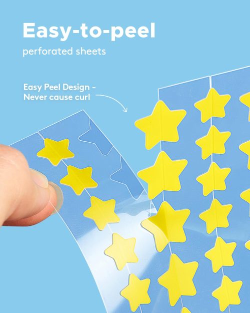 LitBear Acne Patch with Tea Tree & Centella Oil, 168 Hydrocolloid Dots in 6 Colors for Face - Cute Star Pimple Stickers - Image 4