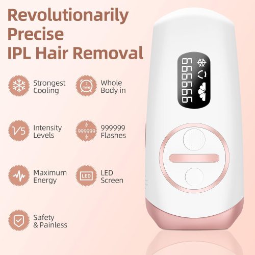 Laser Hair Removal, IPL Hair Removal with Cooling for Women and Men, Permanent Hair Removal Device Upgrade 999999 Flashes for Face Armpit Arm Bikini Line Leg Whole Body - Image 3