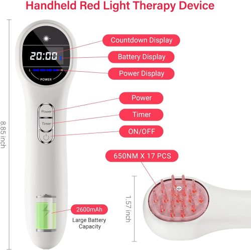 Red Light Comb, 650nm Near Infrared Light Device for Body Pain Relief, Timer Red Light Threapy for Joint, Head Muscle & Tissue - Image 5