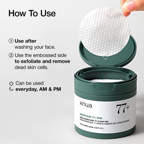 77 Toner Pad 70 Sheets, PHA Dead Skin Care Low pH Daily Toner Pad exfoliating - Image 5