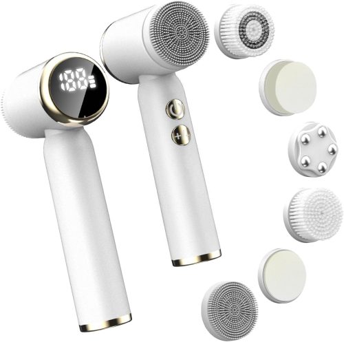 Facial Cleansing Brush,6 in 1 Electric Face Scrubber Facial Spin Rechargable IPX6 Waterproof Face Scrubber with 6 Brush Heads