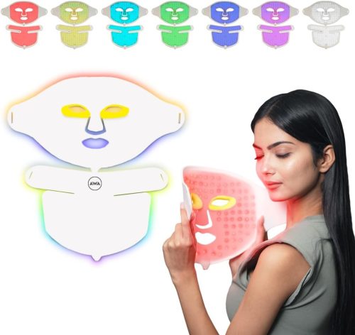 AWA Red Light Therapy Face Mask, Red Light Therapy for Face & Neck, 7 Colors LED Red Light Face Mask Therapy At Home LX300