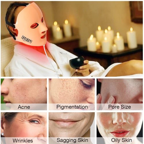 Red Light Therapy Mask for Face Wrinkles, LED Face Mask Light Therapy,7 Colors Photon Red Light Therapy Mask for Face - Image 3