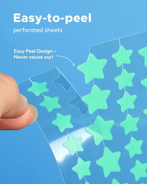 LitBear Acne Patch with Tea Tree & Centella Oil, 168 Hydrocolloid Dots in 6 Colors for Face - Cute Star Pimple Stickers - Image 11