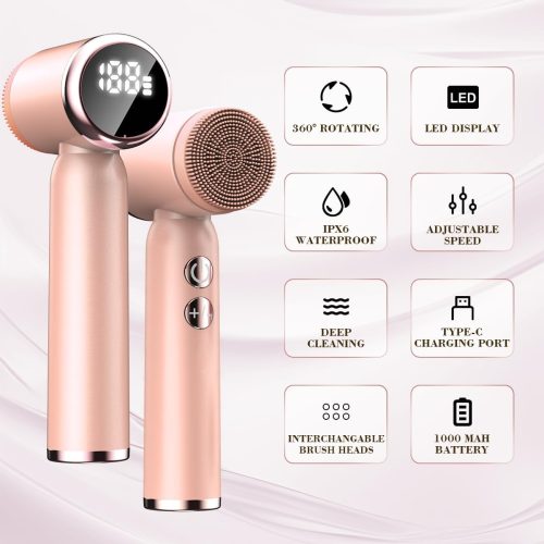 Facial Cleansing Brush,6 in 1 Electric Face Scrubber Facial Spin Rechargable IPX6 Waterproof Face Scrubber with 6 Brush Heads - Image 6