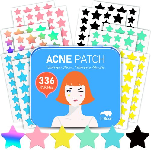 LitBear Acne Patch with Tea Tree & Centella Oil, 168 Hydrocolloid Dots in 6 Colors for Face - Cute Star Pimple Stickers - Image 8