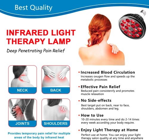 Red Light Therapy Lamp with Lamp Holder, 660nm Red and 850nm Near Infrared Combo Wavelength LED Red Light Bulb - Image 6