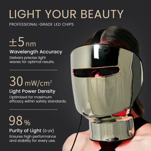 8-Color LED Light Therapy Face & Neck Mask with Handheld Light Wand - Infrared & Red Light Therapy for Face - Image 5