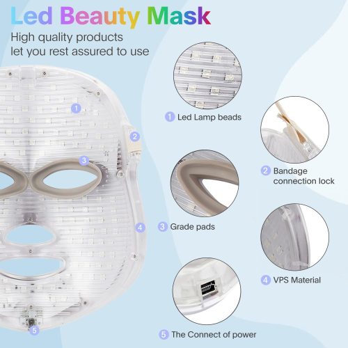 7-1 Colors LED Facial Skin Care Mask, Blue Red Light Therapy Mask for Face - Image 3
