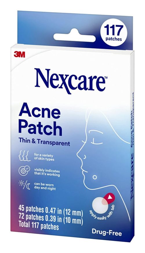 Nexcare Thin and Transparent Acne Patch, Skin Cover Absorbs Pus and Oil from Clogged Pores, Made with hydrocolloid, tab Allows for Easy Removal from Liner - 117 Pimple Patches - Image 3