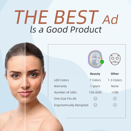 7-1 Colors LED Facial Skin Care Mask, Blue Red Light Therapy Mask for Face - Image 6