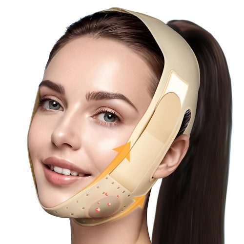 Reusable V Line Face Strap, Soft Silicone Chin Strap for Women 23-27 Inches(Skin tone)