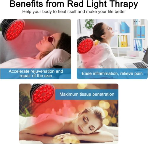 Red Light Therapy Lamp with Lamp Holder, 660nm Red and 850nm Near Infrared Combo Wavelength LED Red Light Bulb - Image 7