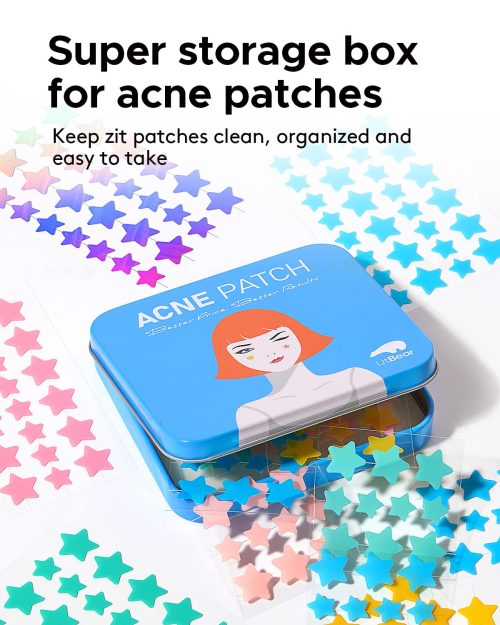 LitBear Acne Patch with Tea Tree & Centella Oil, 168 Hydrocolloid Dots in 6 Colors for Face - Cute Star Pimple Stickers - Image 6