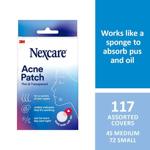 Nexcare Thin and Transparent Acne Patch, Skin Cover Absorbs Pus and Oil from Clogged Pores, Made with hydrocolloid, tab Allows for Easy Removal from Liner - 117 Pimple Patches - Image 2