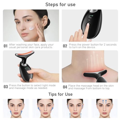 Face Neck Tool for Skin Care, Electric Neck Face Lifting Device for Wrinkle Removal Black - Image 6