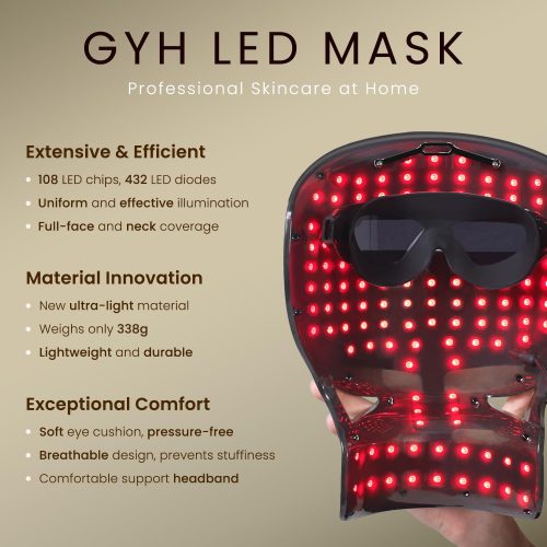 8-Color LED Light Therapy Face & Neck Mask with Handheld Light Wand - Infrared & Red Light Therapy for Face - Image 4