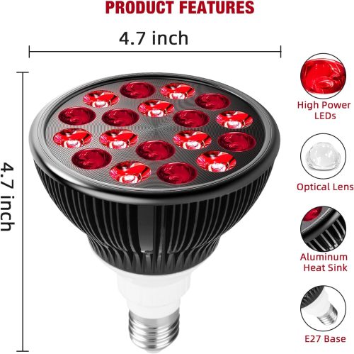 Red Light Therapy Lamp with Lamp Holder, 660nm Red and 850nm Near Infrared Combo Wavelength LED Red Light Bulb - Image 4